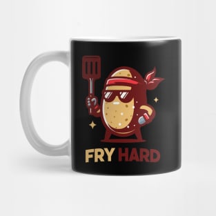 Fry Hard | Cute Potato Puns for Try Hard | Funny Potato with a confident pose Mug